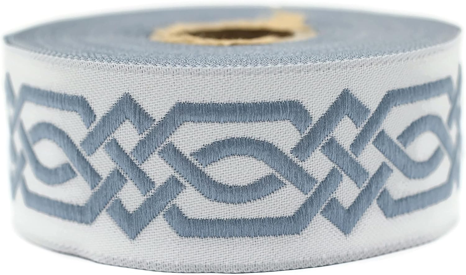 Turquoise Gray Celtic Claddagh Embroidered Woven Jacquard Ribbon, 10.9 Yards Spool, 1.37 Inches Wide, Polyester
