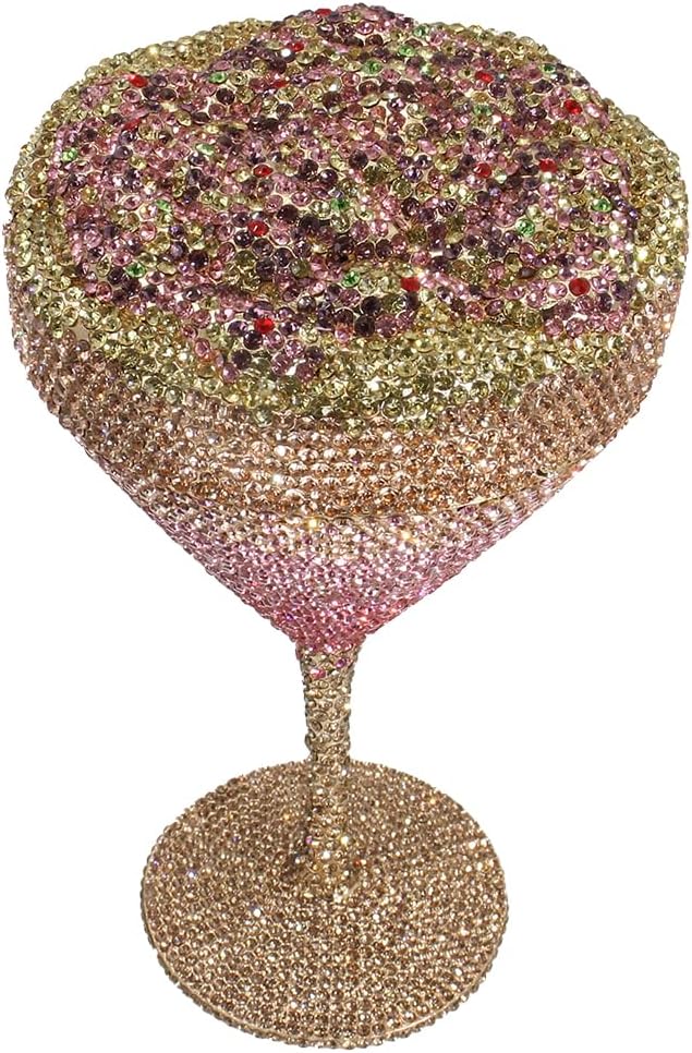 UMREN Women Flower Clutch Goblet Shape Rhinestone Evening Bag Floral Diamond Handbag Wedding Bridal Crystal Purse for Party - Image 3