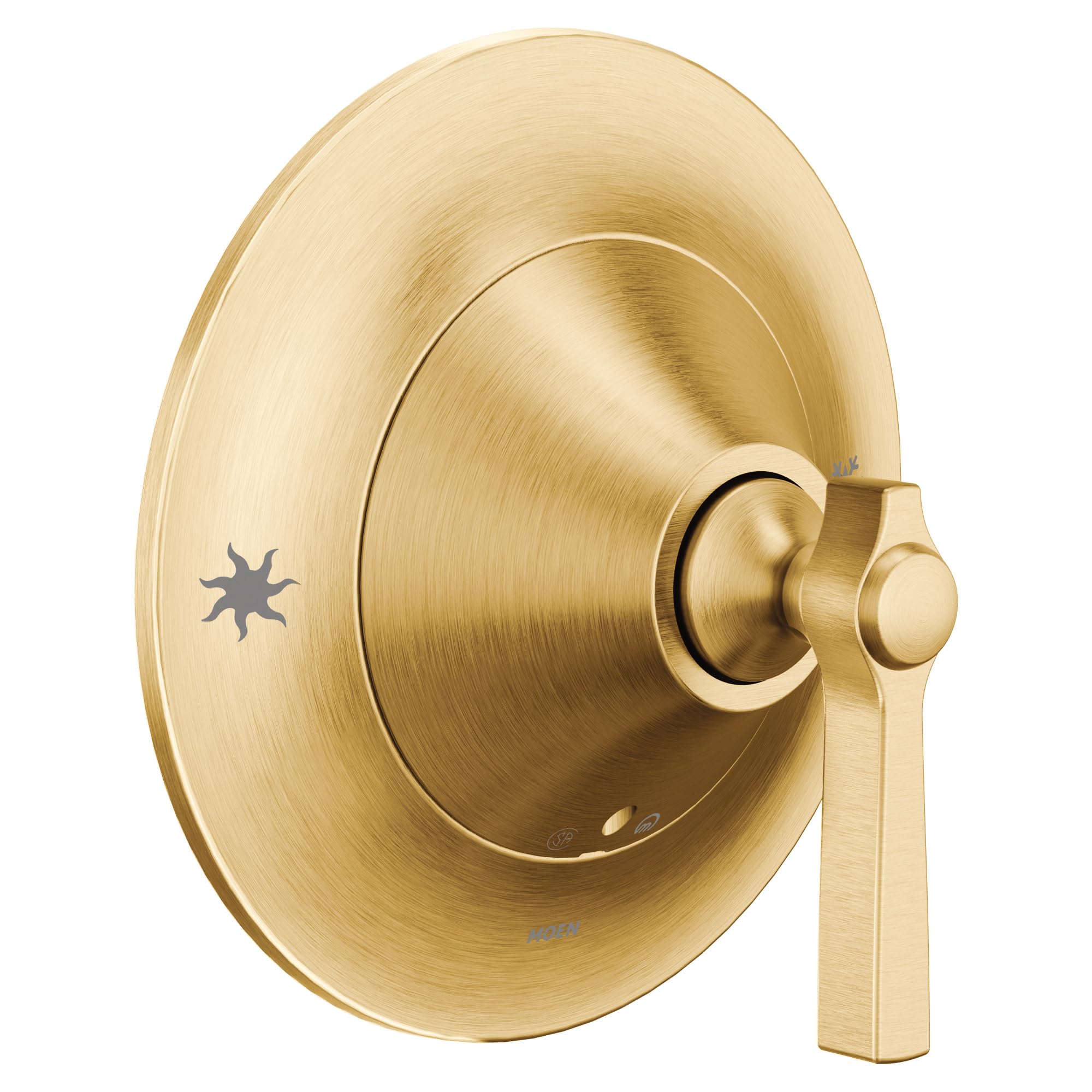 Photo 1 of Moen Flara Brushed Gold 1-Handle Posi-Temp Pressure Balancing Valve Trim Kit, Valve Required, TS2911BG