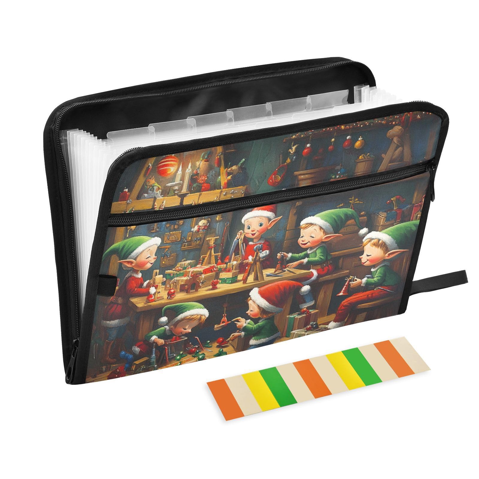 Elves Toys Santa's Workshop Hanging File Folder A4 Size Paper File Organizer with Pockets Poly File Folders Small File Organizer for Medic School