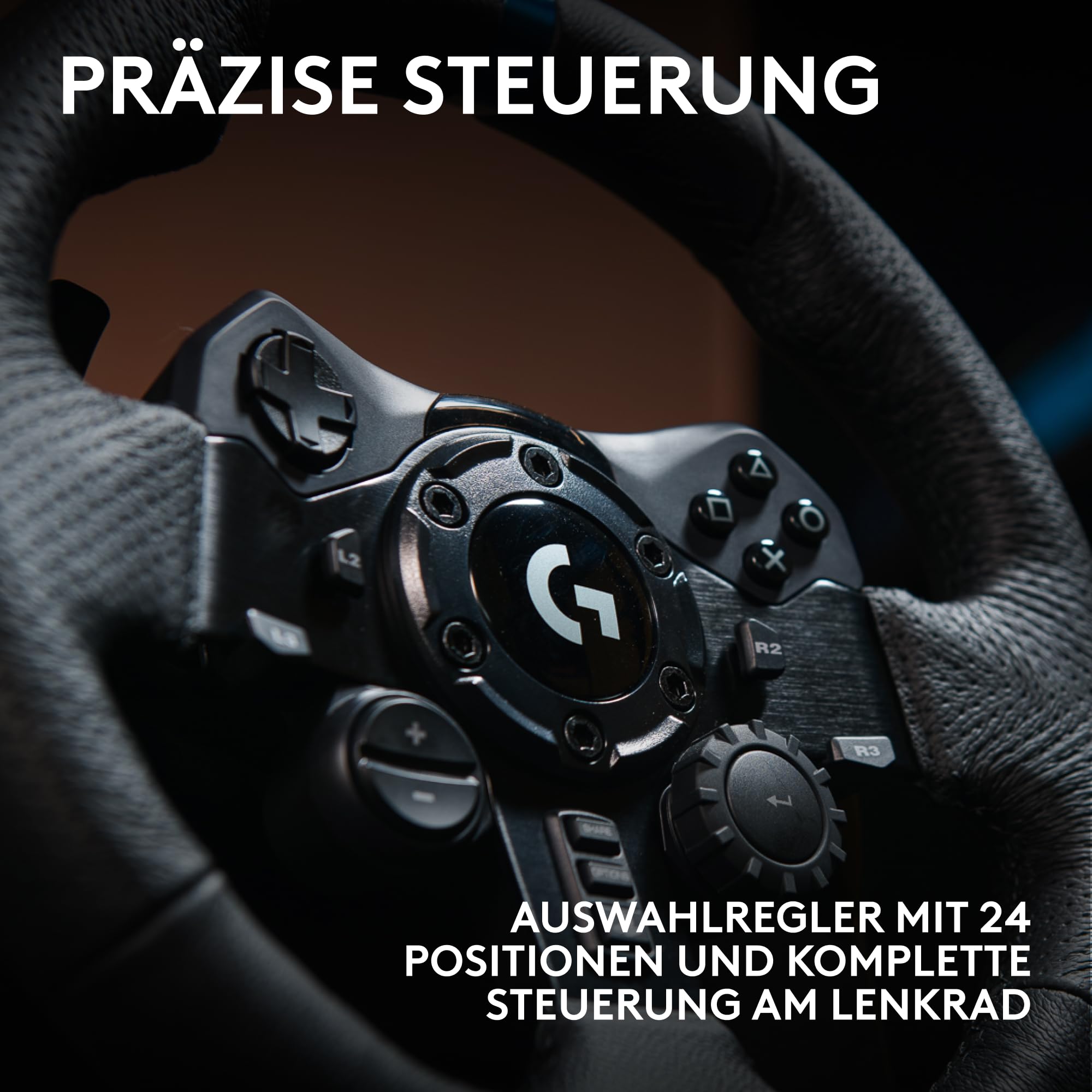 Logitech G G923 Racing Wheel und Pedale für Playstation & PC | TRUEFORCE bis 1000 Hz, reaktionsschnelle Führung, Doppelkupplung, fliegende Beschichtung. Für PS5, PS4, PC, Mac – Schwarz
