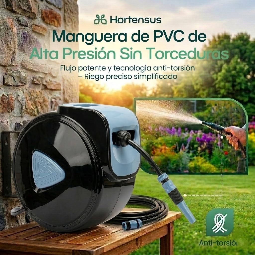 Manguera de Jardín Enrollable 15 m | Carrete Automático