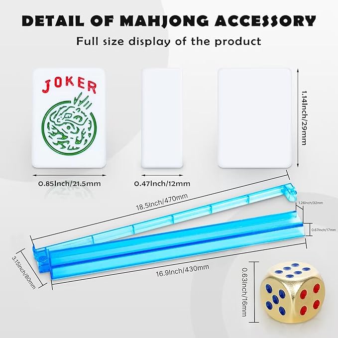 Set de Mahjong Americano con 166 piezas y accesorios miniatura 2