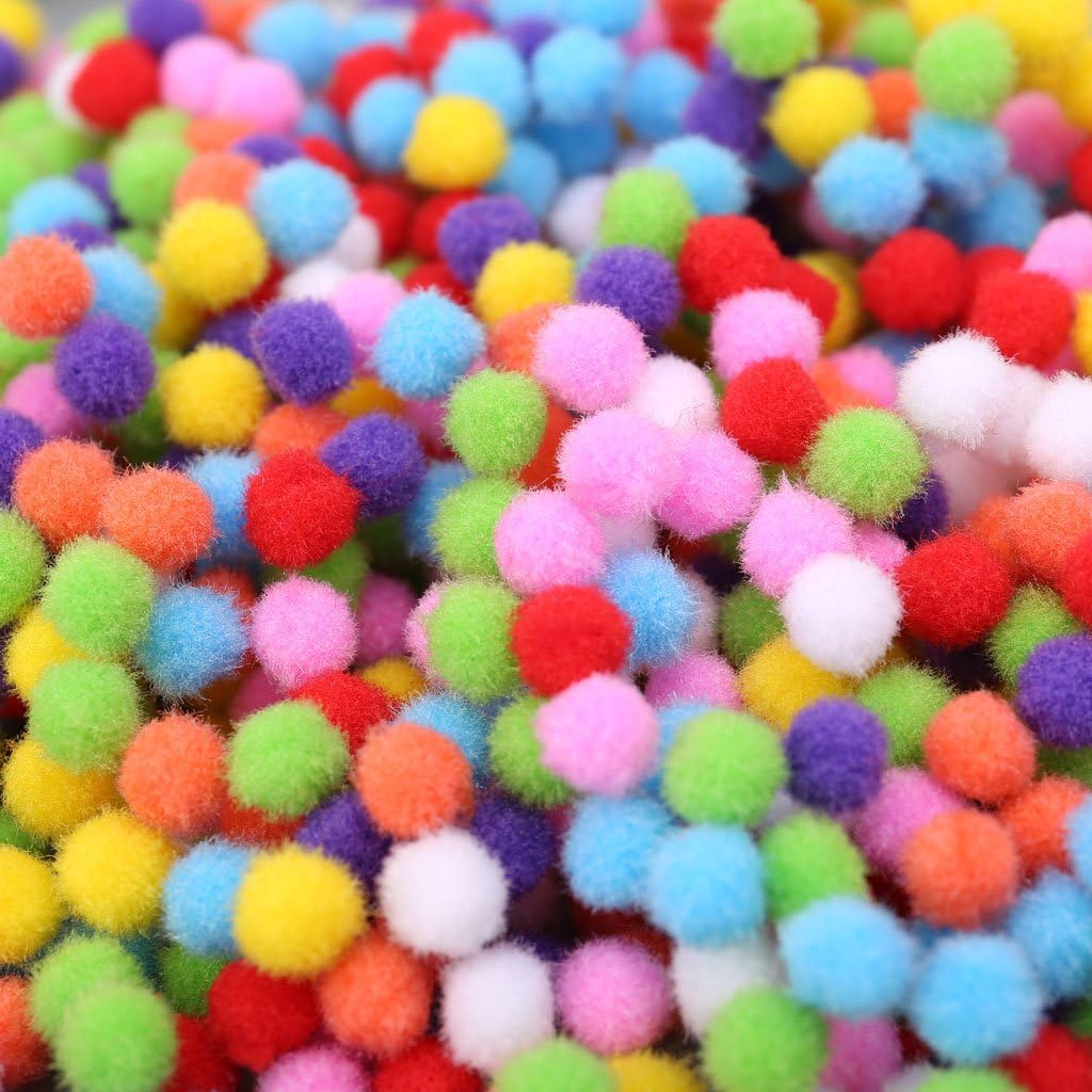 1000Pcs Soft Round Craft Pompoms Mixed Color Pom Poms 10mm Craft