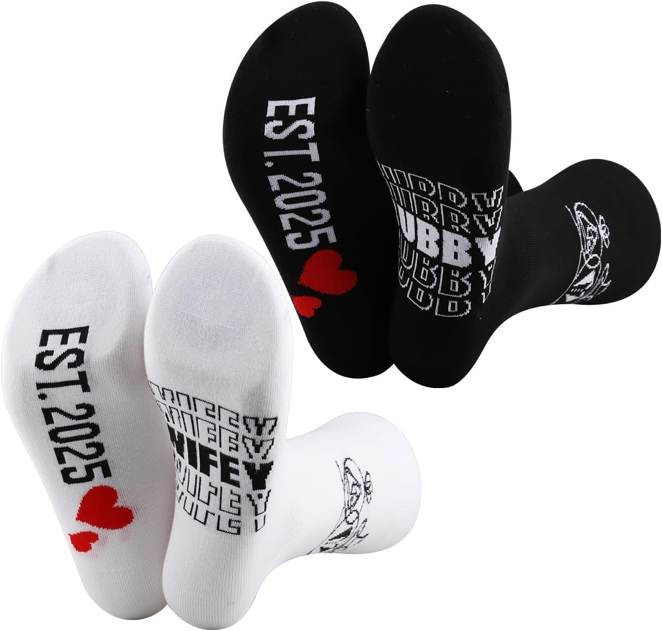 MBMSO Couples Socks Set Newlyweds Gift Socks Hubby and Wifey Est. 2025 Wedding Gift for Bride and Groom Socks Engagement Gift - Image 4