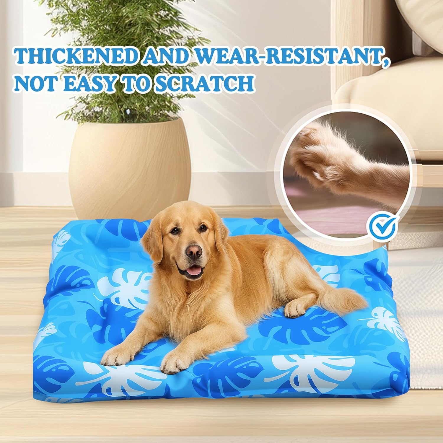 Cooling Mat for Large Cats, 33.9'' x 28.3'' Thickened Rectangular Pad Anti-Grab Internal Cold Gel Without Water Filling, Lightweight, Washable, Playmat for Indoor/Outdoor