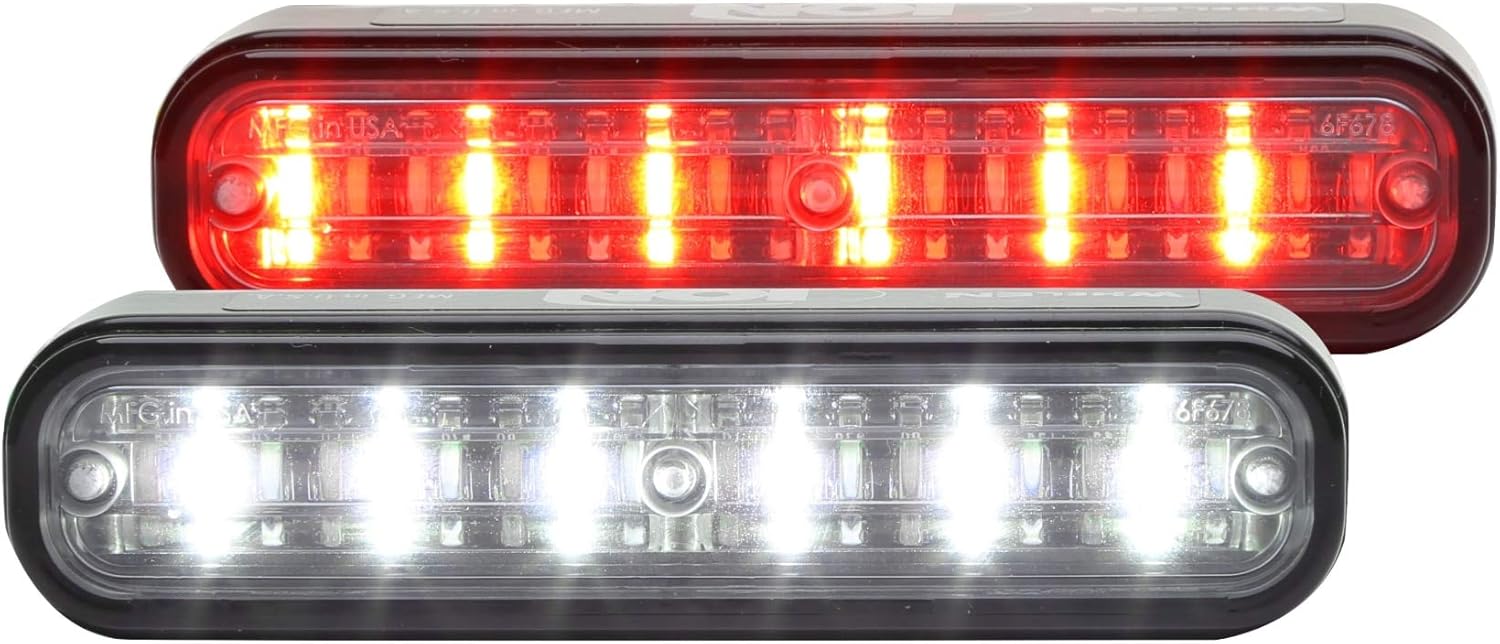 Whelen ION Duo Linear-LED Light Head with Scan-Lock Flash Patterns - Hood, Grille & Universal Mount - Red/White, Part# I2D