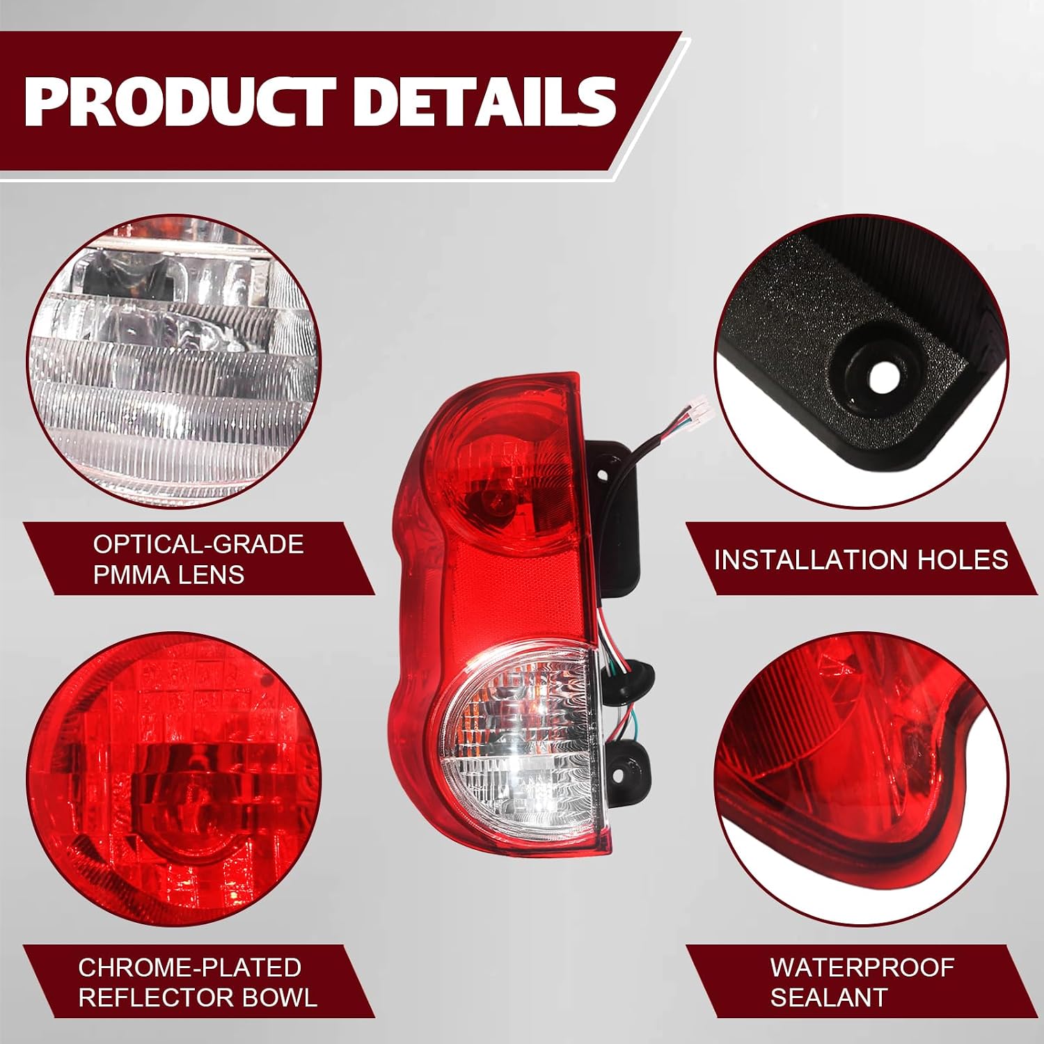 Left Tail Light Assembly Driver Side Compatible with 2013-2021 Nissan NV200, Rear Brake Lamp W/Bulbs and Harness Clear Red Lens, Replaces# NI2800201, 265553LM0A, 26555-3LM0A