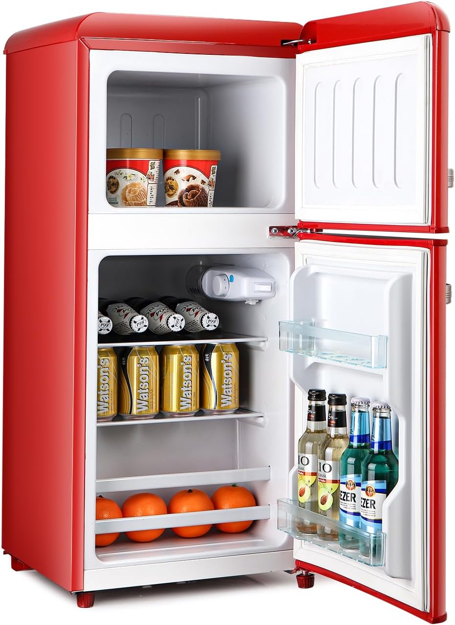 Mini Compact Fridge with Freezer, 3.2 Cu. Ft Retro