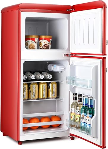HOPDAY FLS-80G-RED Refrigerador compacto retro, rojo