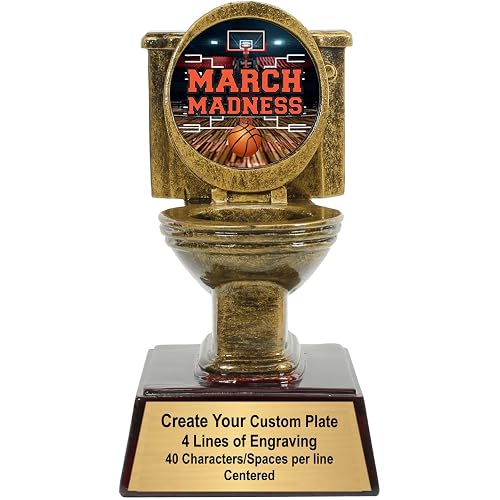 Gold Toilet Bowl Trophy - 6 Inch Tall | Engraved Toilet Award with Optional Themed Inserts - Customize Now