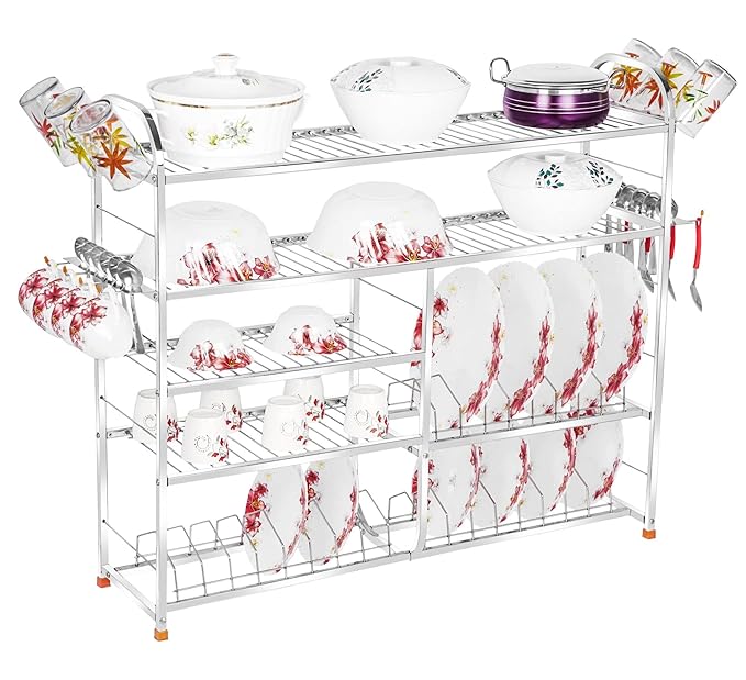 WINSTAR Stainless Steel 5 Shelf Wall Mount Kitchen Utensils Rack Dish