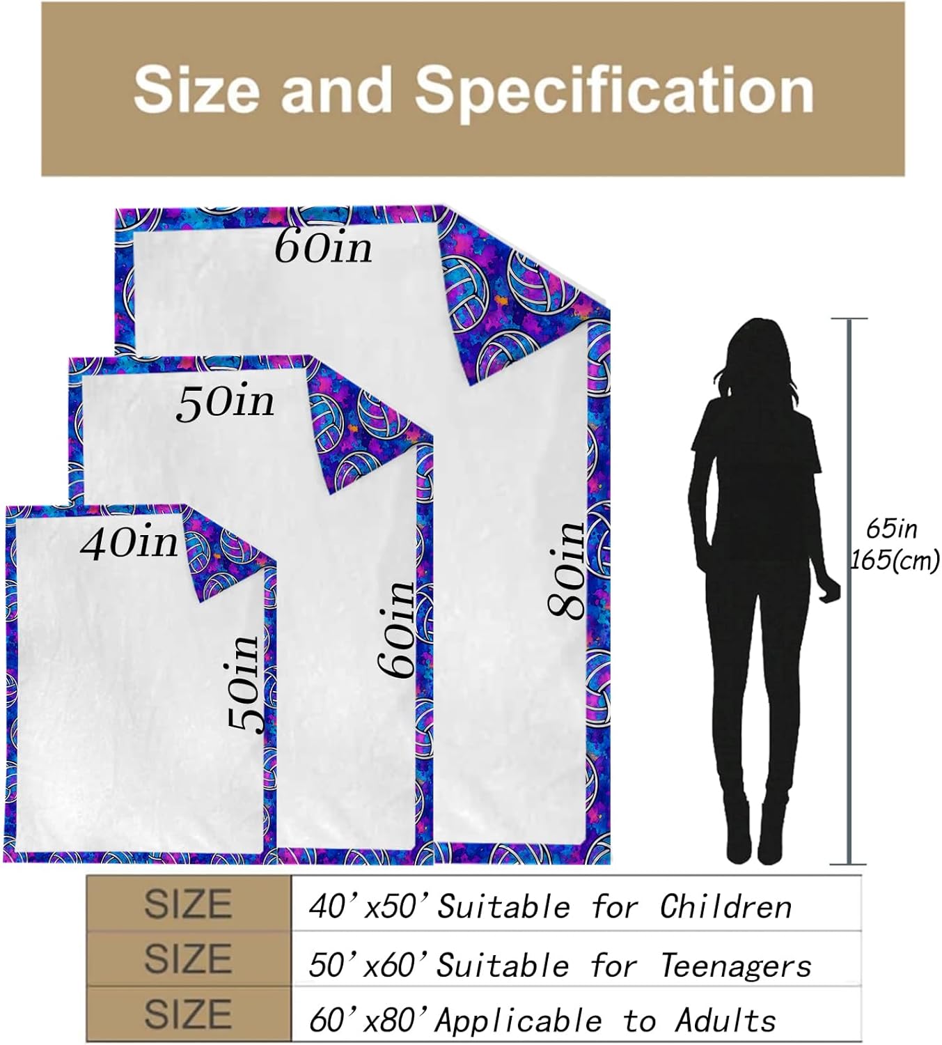 Volleyball Throw Blanket Gifts for Adults Kids, Neon Sports Ball Blankets for Living Room Bedroom Decor, Fuzzy Warm Flannel Plush 50"x60" - Image 3