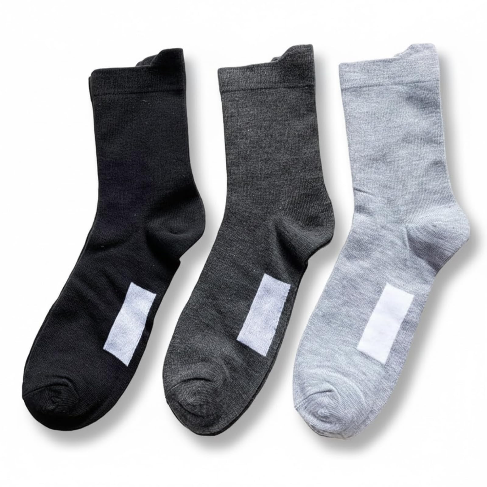 D23 Men's Nursing Socks, Can Be Worn With One Hand, Write Your Name, Plain, Wide Opening Socks, Cotton Blend, Facilities, Hospitals, Set of 3 Pairs
