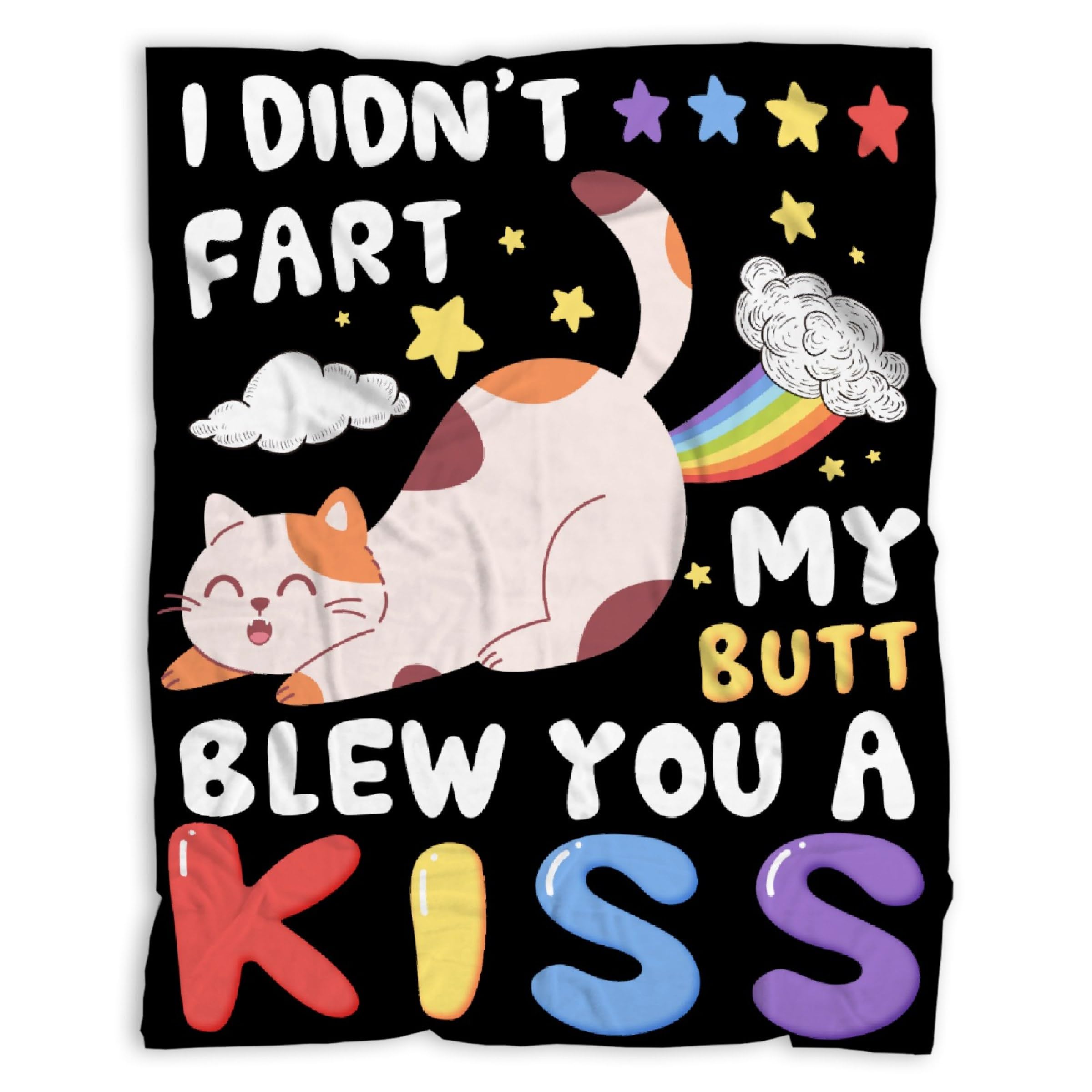 Atthadassi Cat I Did't Fart My Butt Blew You A Kiss Blanket Gifts Super Soft Flannel Blankets for Bed Sofa Living Room Bed Throw Room Decor Blankets for Adults Teen Boy Girls 30
