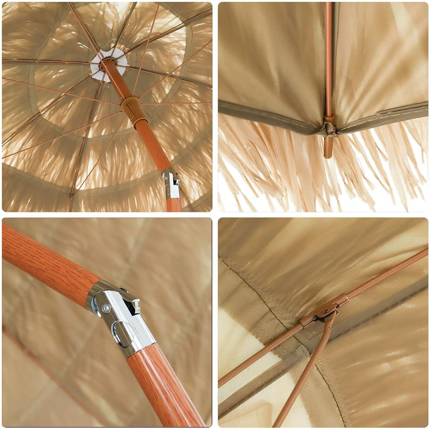 LSLYTQ UV Protection Umbrella,Hawaiian Straw Market Umbrella 8ft/2.4m with Tilt, Tropical Straw Patio Umbrella for Lawn/Backyard/Beach/Garden/Deck, 8 Ribs, Without Base good