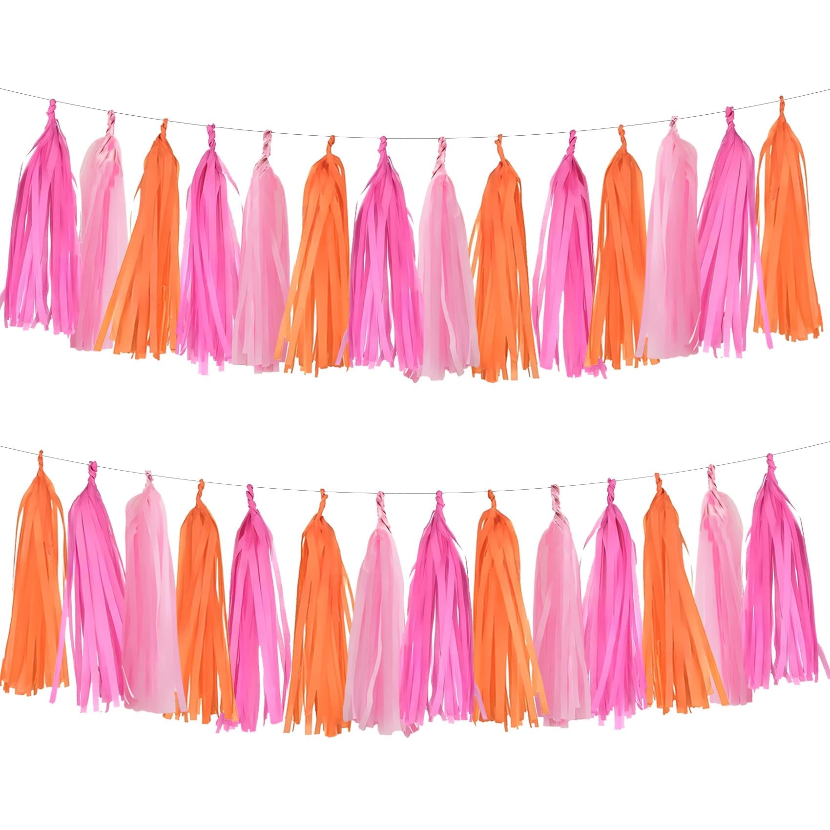 Hot Pink Orange and Pink Tassel 30Pcs Tissue Paper Tassels Garland DIY Hanging Paper for Birthday,Baby Shower,Party Decoration