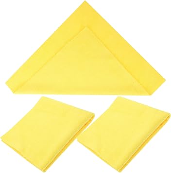 HOMSFOU 3pcs Microfiber Dust Cloths Super Absorbent Wiping Cloths for Furniture and Car Detailing Yellow Household Cleaning Rags
