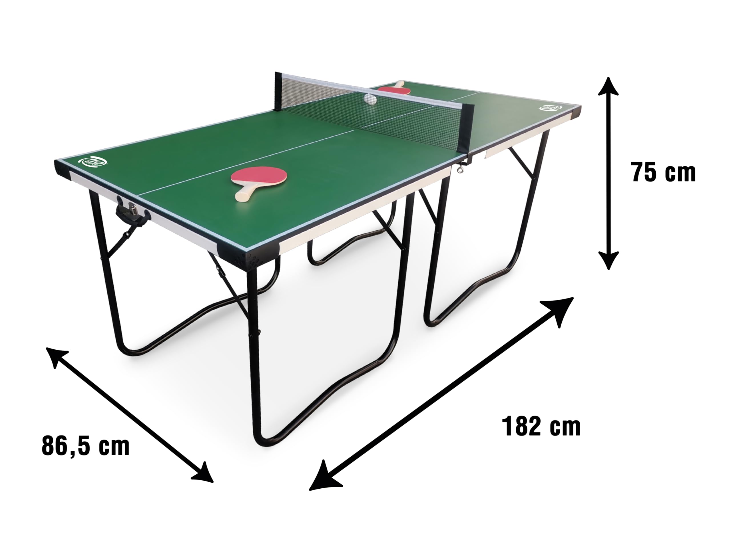 Teorema Giocattoli - Tavolo da Ping Pong Pieghevole Salvaspazio, Misure 182x86.5X75 cm, Tavolo Ping Pong esterno e interno con Set Completo: Rete, 2 Racchette e 2 Palline, Facile da Trasportare