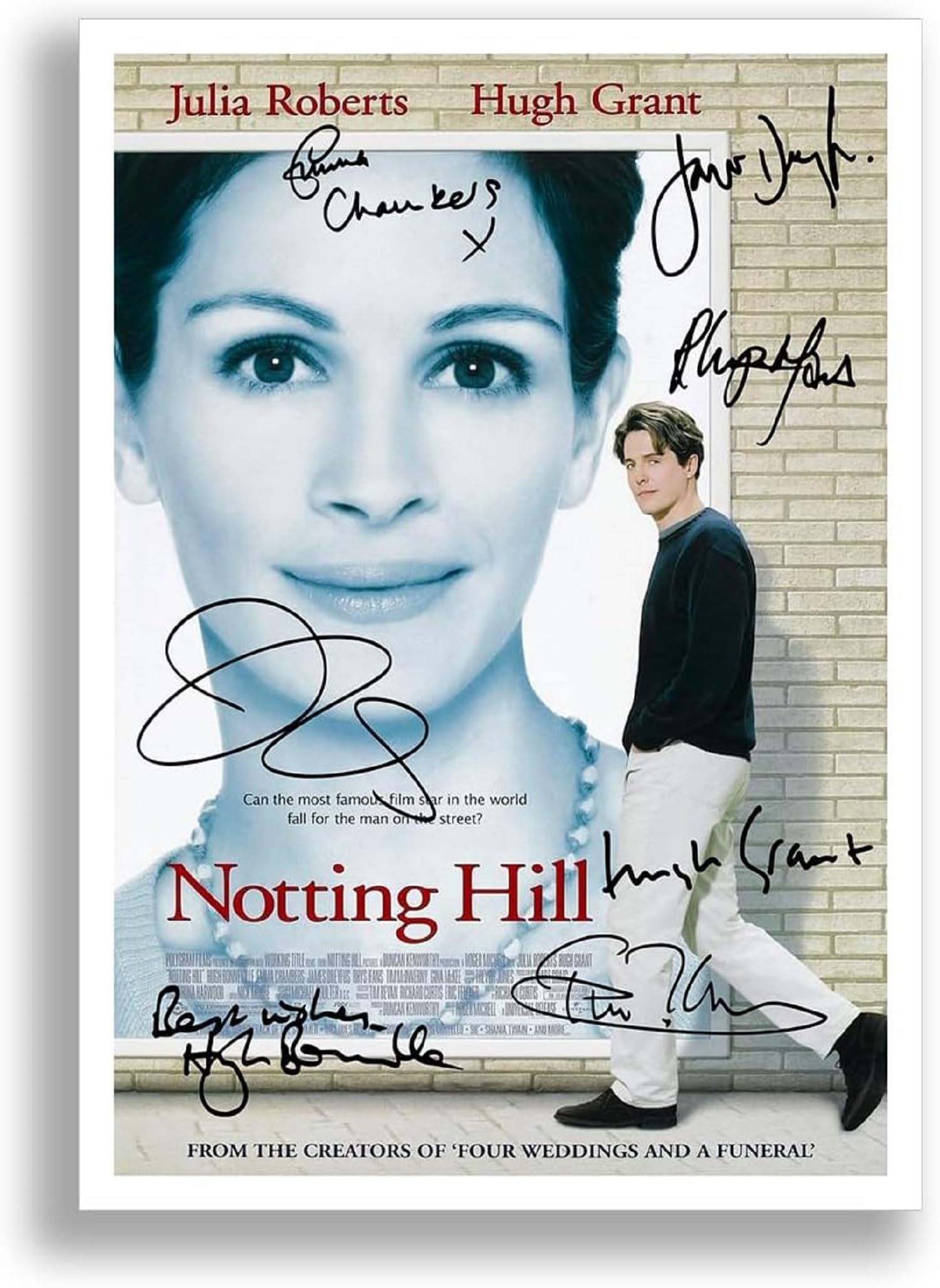Mounted Gifts Notting Hill Cast Signed A4 Poster Photo Print Framed Autograph Gift 1999 Movie Film Julia Roberts Hugh Grant (A3 Poster only)