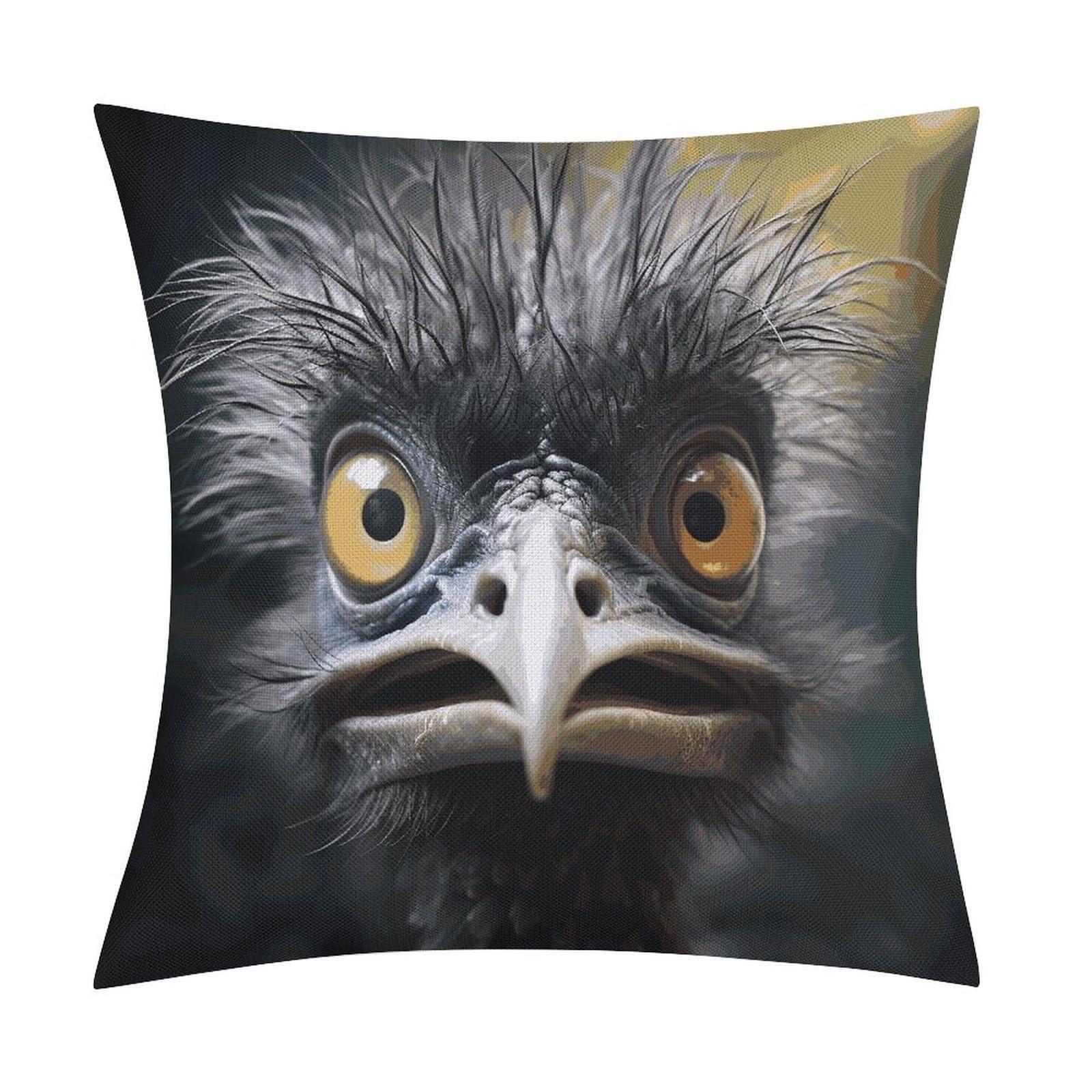 Emu Pillow Covers 18x18 Inch, Pillow Cases Boho Farmhouse, Throw Pillow Covers for Couch Sofa Bed Spring Home Decor