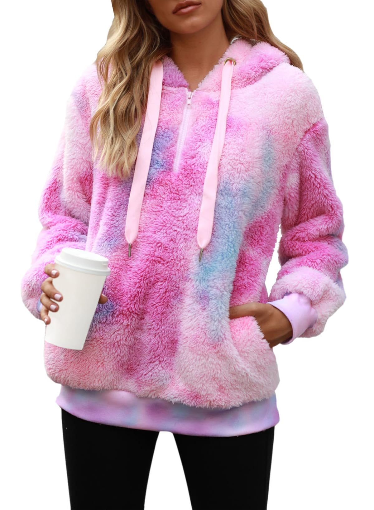 Nirovien Womens Sherpa Pullover Oversized Fuzzy Hoodie Double