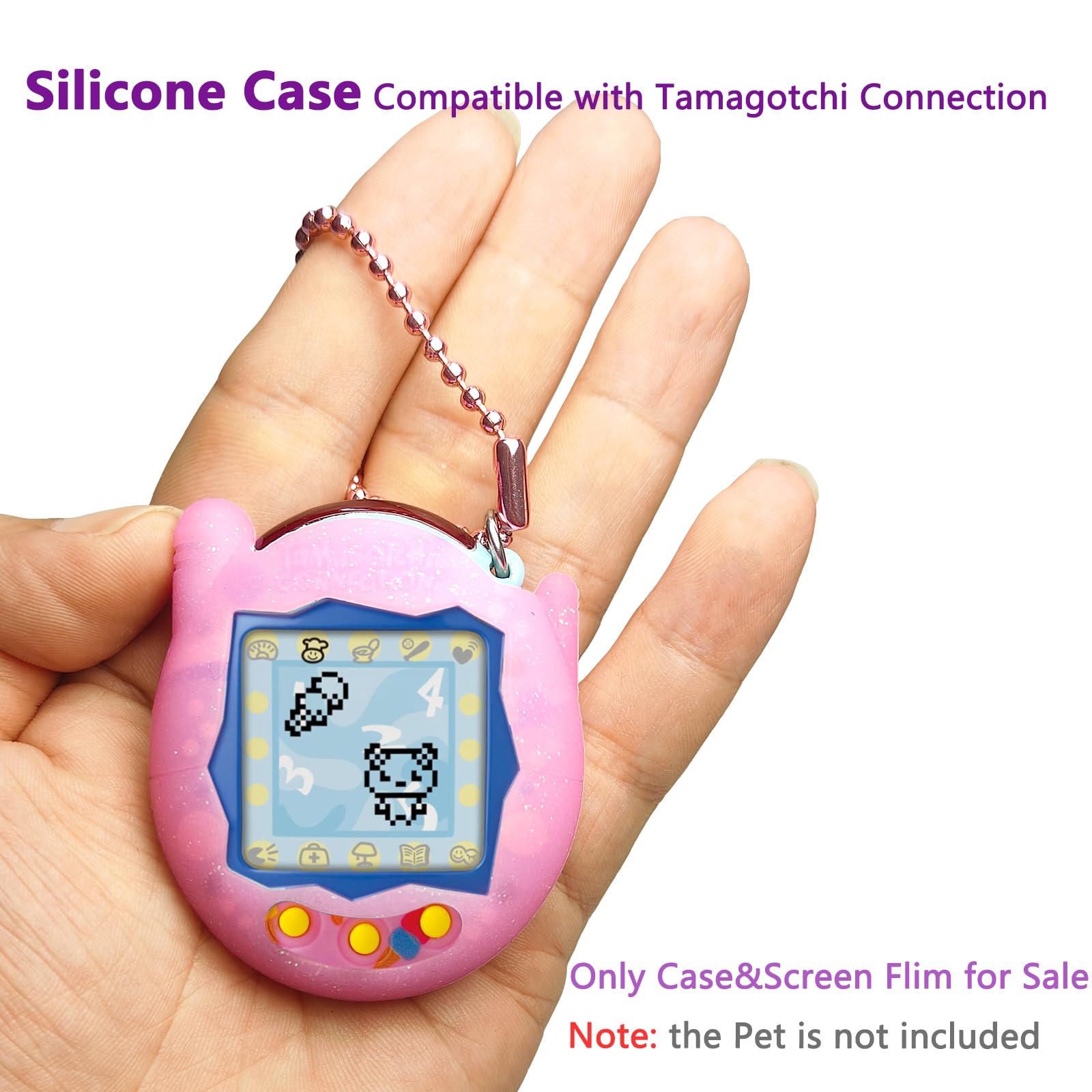 Funda de silicona para Tamagotchi Connection Virtual Reality Pet, protector de pantalla para Tamagotchi Connection Accesorios electrónicos para mascotas (funda de silicona y película de 3