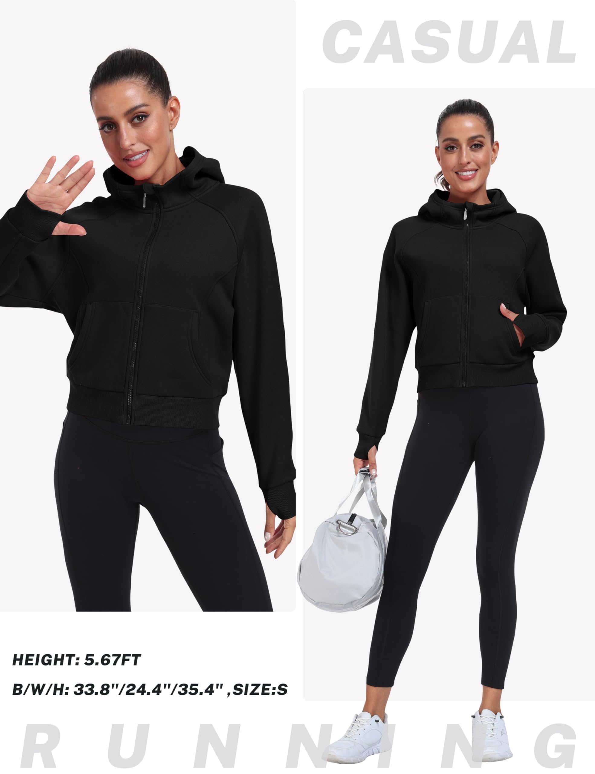 MoFiz Deportivo Chaqueta Mujer Sudaderas con Cremallera Mujer Running Fitness Yoga Sudadera con Capucha