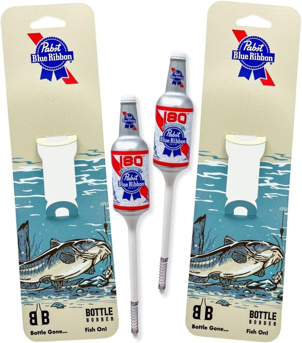 Pabst Blue Ribbon Fishing Bobbers – Perfect Father's Day & Birthday Gift for Dad – Authentic American Heritage Beer Bottle Floats – Classic Fishing Gifts for Men