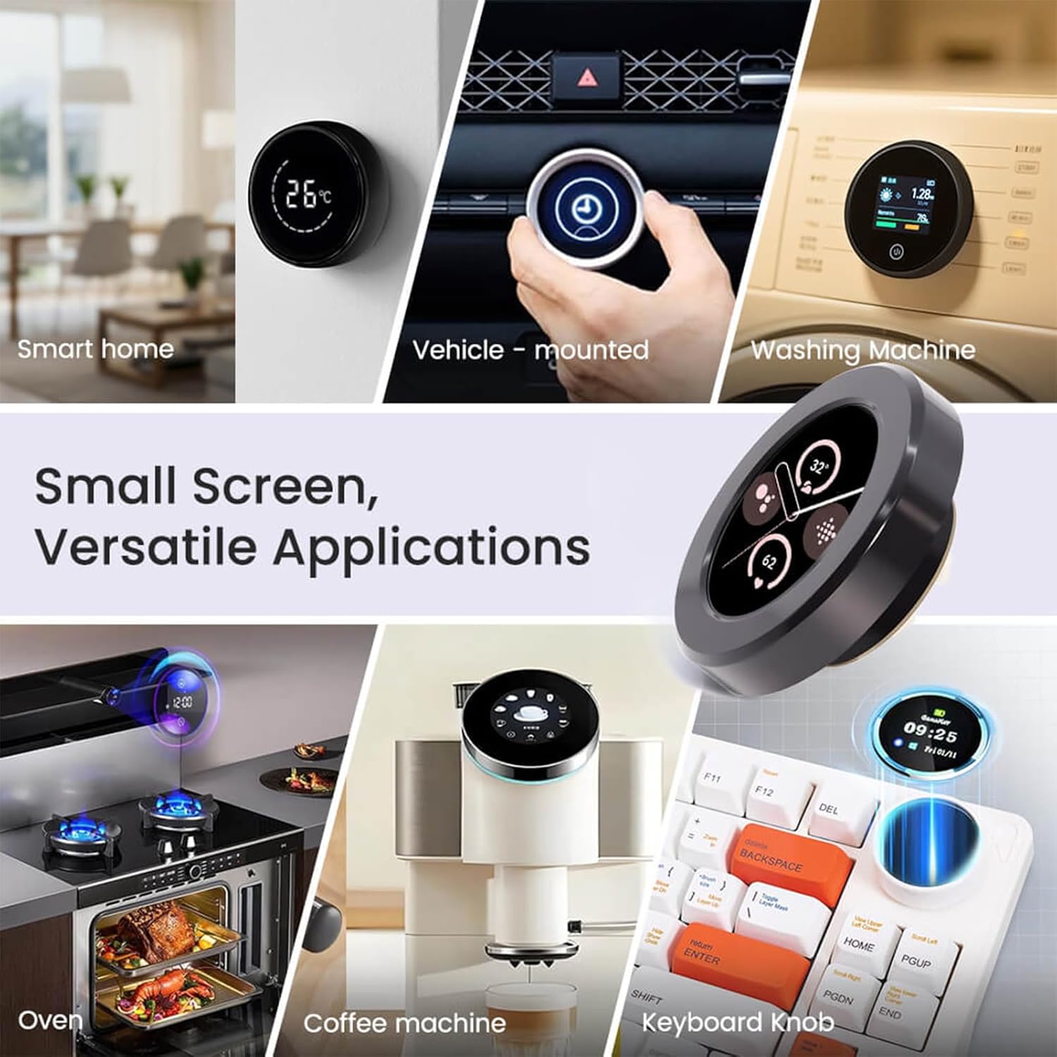 ESP32 Round Rotary Display 480x480-2.1 Inch HMI IPS Display ESP32-S3 Development Board,2.4G WiFi and BLE Capacitive Touch Screen Compatible with Ar duino IDE and The LVGL Library, Black