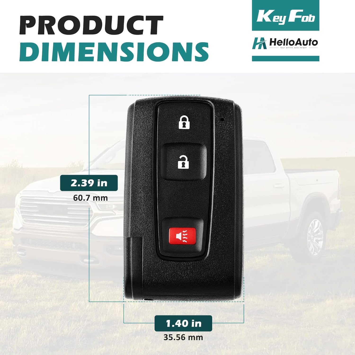 Key Fob for Toyota Prius 2004 2005 2006 2007 2008 2009 Replacement Keyless Entry Remote Smart Key Fob for Silver Logo, P/N: 2584A-B31EG, 89994-47061 (FCC ID: MOZB31EG)
