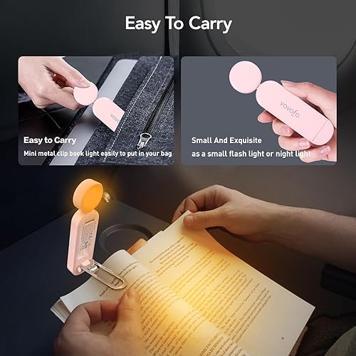 Miniatura 22 de VAVOFO Luz de libro recargable por USB, bloqueo de luz azul, luz de lectura en forma de marcador de clip ámbar, 6 LED para el cuidado de los ojos