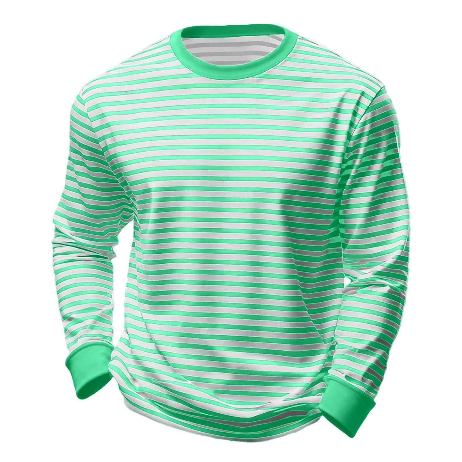 Striped Shirt Men Women Red White Long Sleeve T-Shirt Carnival Long Sleeve T-Shirt Horizontal Stripes Wide Stripes Fine Stripes Crew Neck Leisure Top Striped Shirt Fancy Dress Costumes, Mint Green