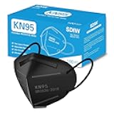 100PCS KN95 Black Face Masks 5 Layer Filter Efficiency≥95% with Elastic Ear Loop and Nose Bridge Clip Breathable Mask