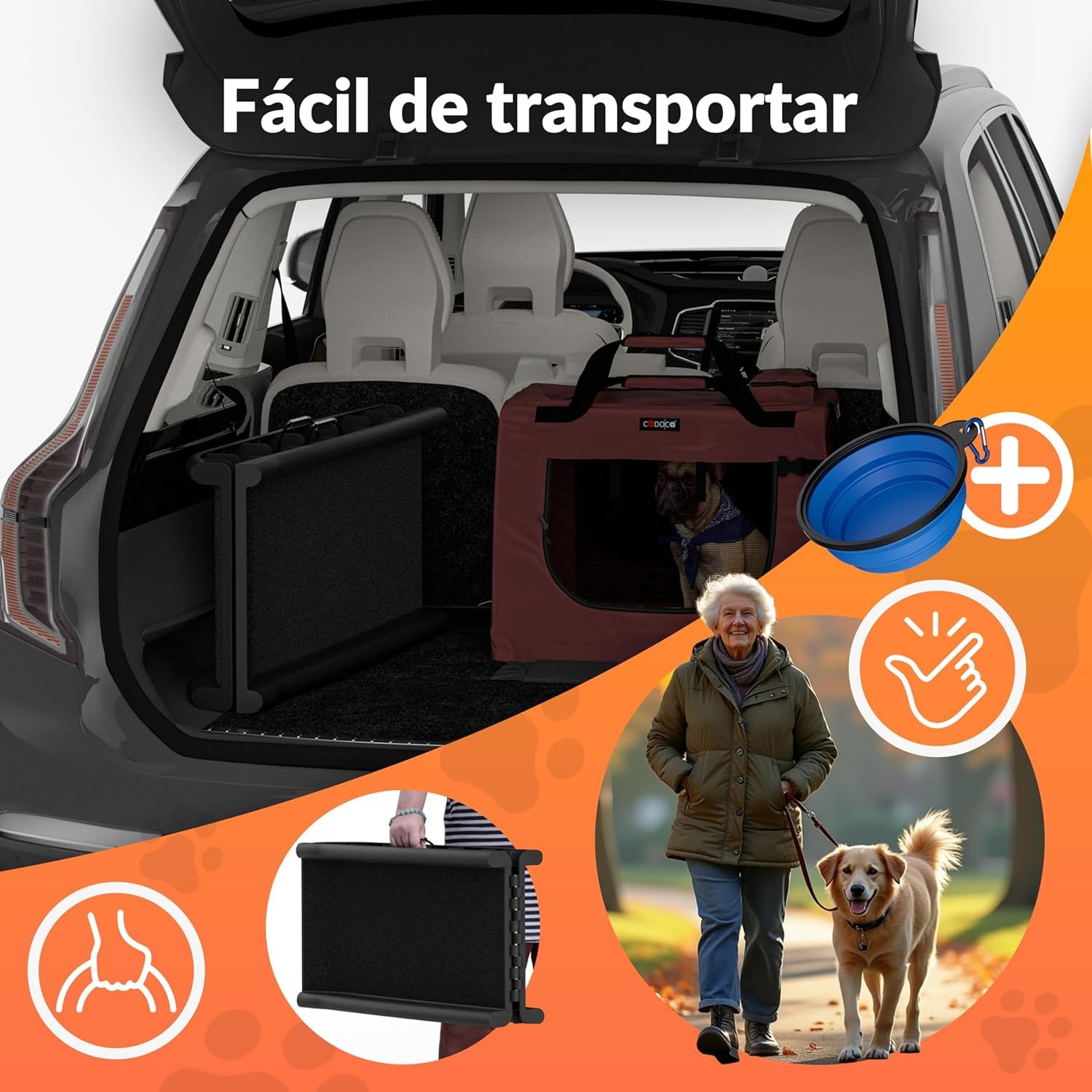 CADOCA® Rampa para Perros, Escaleras Mascotas, Ayuda Coche SUV Maleteros Cama, Rampas Portatiles Escalones Plegable, Capacidad 90 KG,156x40cm Ligera, Antideslizante