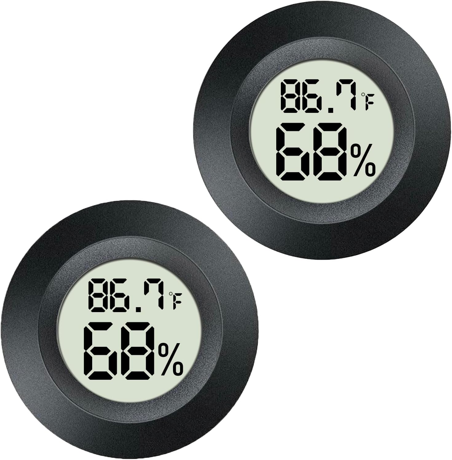 2 Pack Mini Digital Hygrometer Gauge Indoor Thermometer, LCD Monitor Temperature Outdoor Humidity Meter for Greenhouse Jars Incubators Guitar Case, Fahrenheit (โ) or Celsius(โ)
