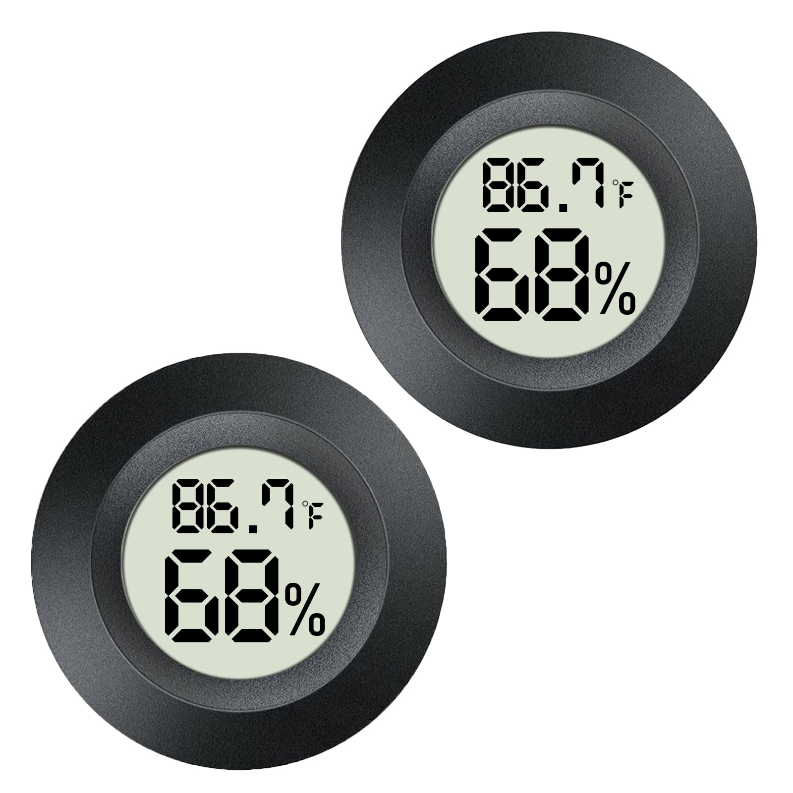2 Pack Mini Digital Hygrometer Gauge Indoor Thermometer, LCD Monitor Temperature Outdoor Humidity Meter for Greenhouse Jars Incubators Guitar Case, Fahrenheit (℉) or Celsius(℃)