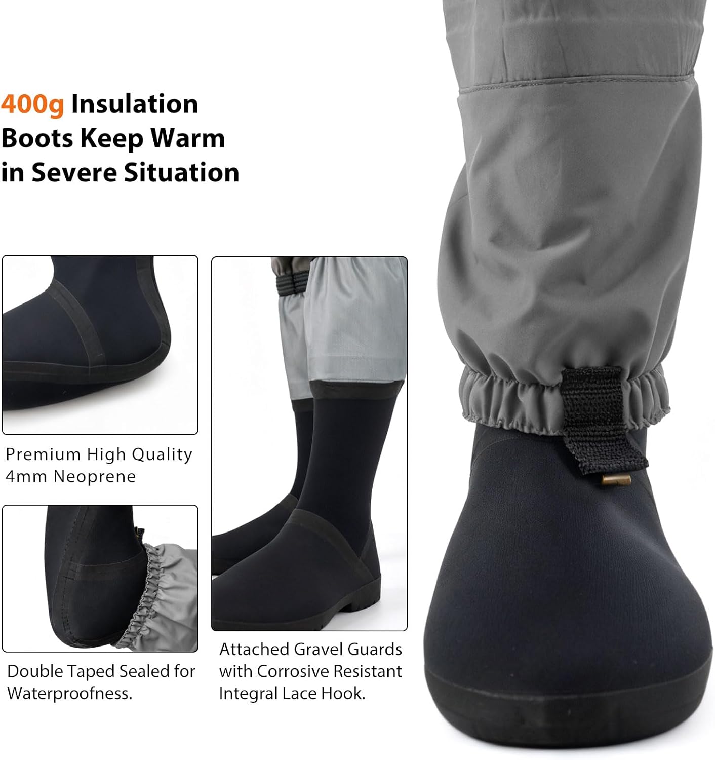 WIN.MAX Chest Fishing Waders for Men and Women, 3-Plyer Nylon Waterproof Lightweight Waders with 4mm Neoprene Stockingfoot