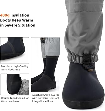 WIN.MAX Chest Fishing Waders for Men and Women, 3-Plyer Nylon Waterproof Lightweight Waders with 4mm Neoprene Stockingfoot