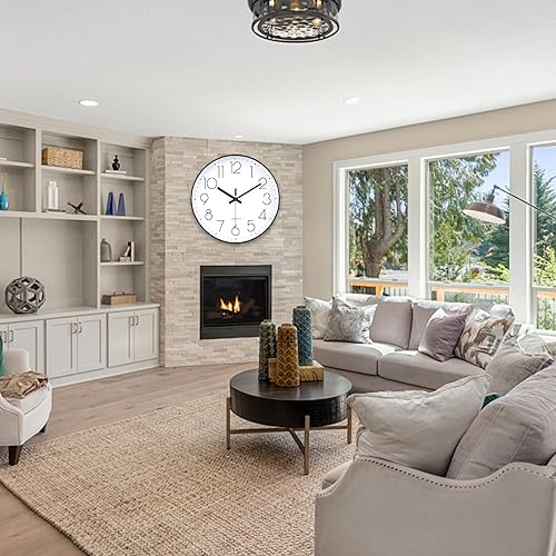 Miniatura 139 de jomparis - Reloj de pared de cuarzo redondo de 12 pulgadas, silencioso, sin hacer tictac, decorativo, moderno, funciona con pilas, para el hogar