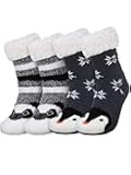 2 Pairs Winter Warm Slipper Socks Cute Animal Pattern Fuzzy Socks for Women (Style Set