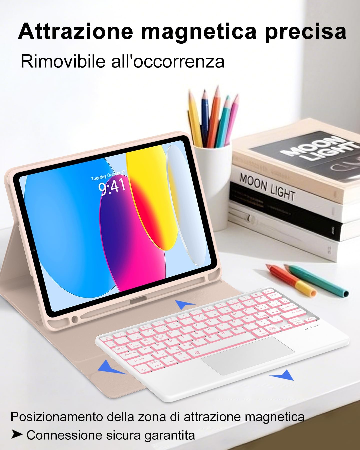 Per iPad A16 11 & 10 Gen Cover Tastiera con RGB & TP Italiana