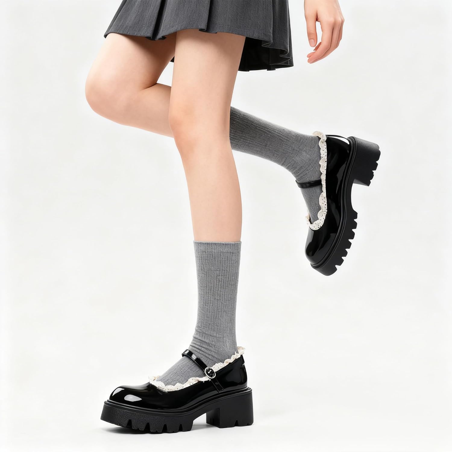 Mary Jane Shoes for Women, Black Platform Mary Jane Pumps, Chunky Heel Dress Shoes, Cute - Image 6