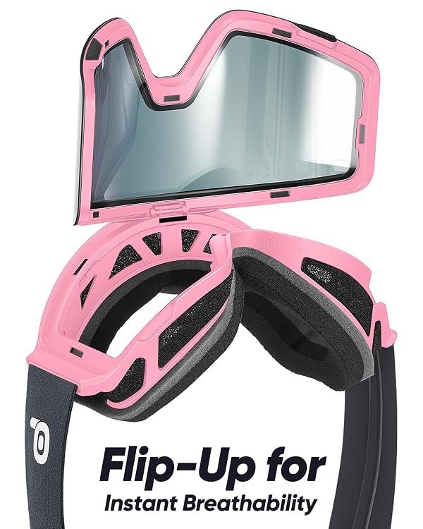 Odoland Flip Up Ski Goggles for Men Women, Anti-fog Magnetic OTG Flip-Up Snow Snowboard Goggles for Instant Defogging by Odoland - Image 4