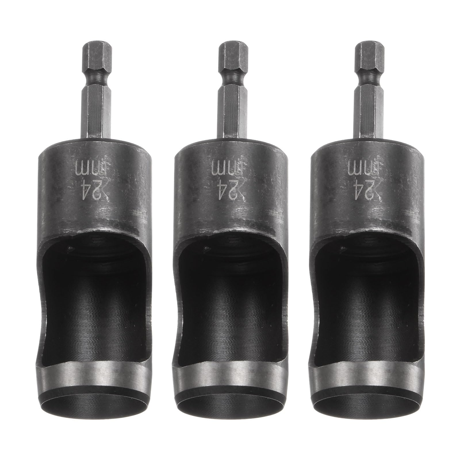 sourcing map 3pcs Leather Hollow Punch 1/4 Hex Shank for Drills, 24mm Dia Rotary Hole Punch for Thick Fabrics Leathercraft Working โ image 1