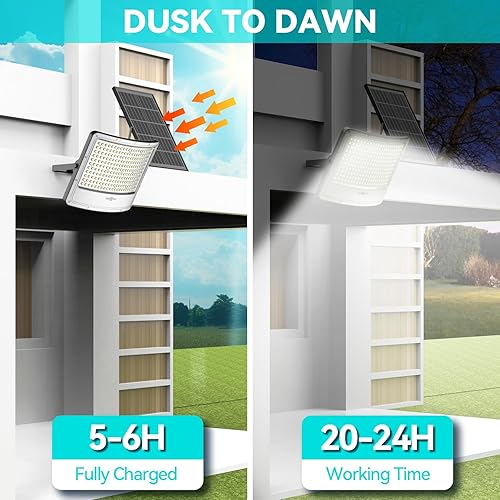Miniatura 2 de TENKOO Luces solares de inundación para exteriores  Luces solares de estacionamiento de 500 W, del anochecer al amanecer, 32000 lm, IP67,