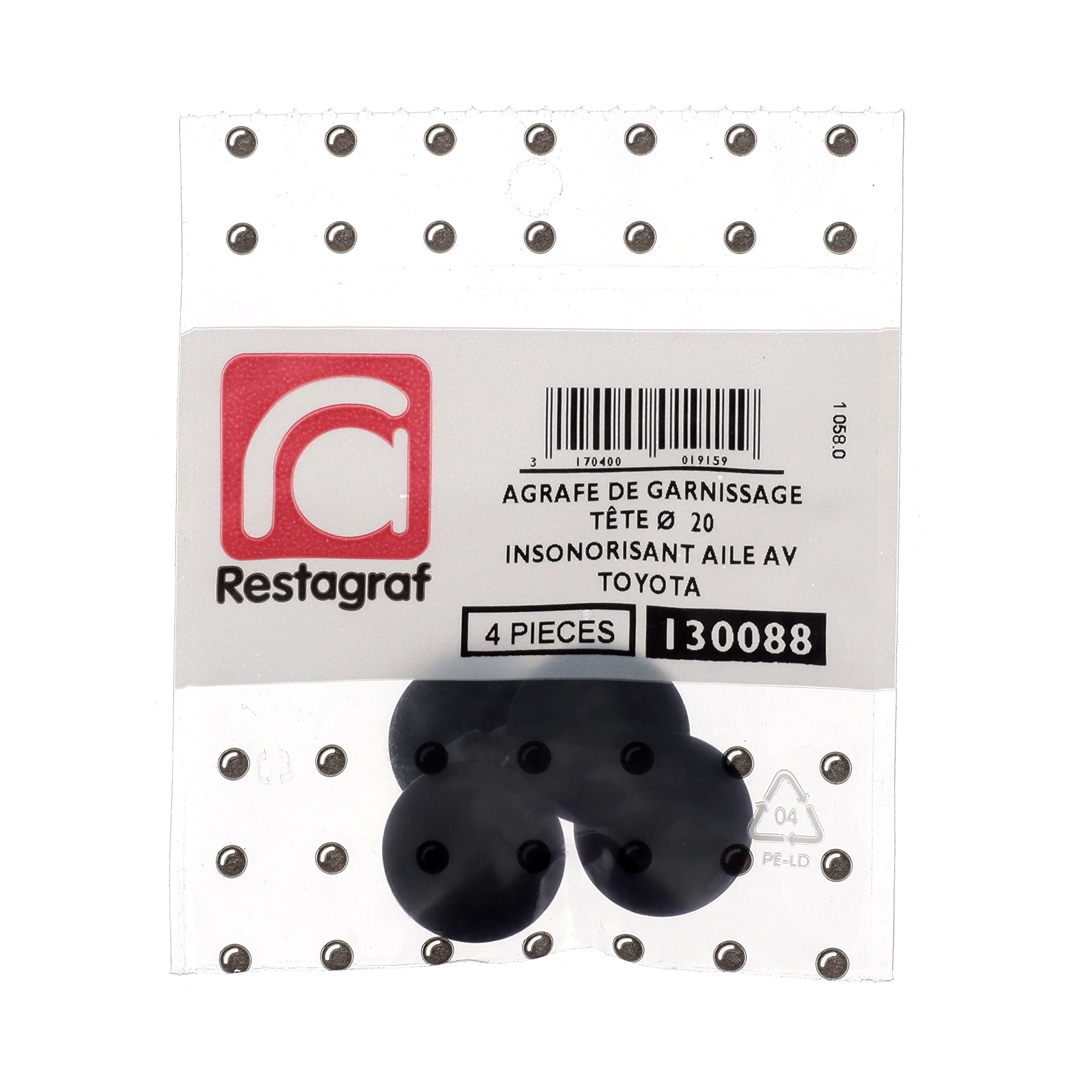 Agrafe Fixation Carrosserie Restagraf - Pour Garniture Porte Toyota Auris II, C-HR, Corolla XI, Yaris III - Lot De 8 - 6