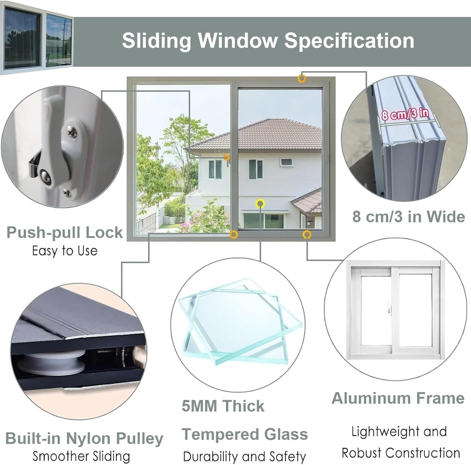 Large Basement Window - Replacement Mobile Home Window with Tempered Glass & Screen, Horizontal Sliding Design for Bathrooms and Chicken Coops, Durable Aluminum Construction