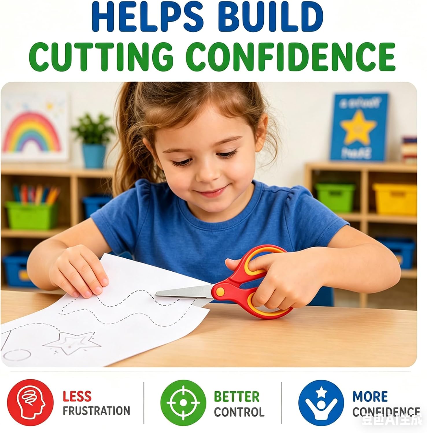Left-Handed Scissors Kids, 8-Pack Classroom Set for Teachers, Comfort-Grip Handles for Small Hands, 5.7" Blunt-Tip Safety Scissors for School Crafts and Left-Handed Cutting Practice