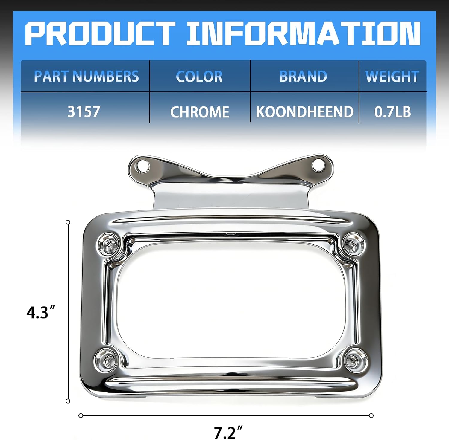 3157 Curved License Plate Holder Frame, Fits Select Harley-Davidson Touring Street Glide Road Glide Road King Special, FLHX 2010-2023, FLTRX 2010-2013/2015-2023, FLHRXS 2017-2025 | Chrome